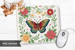 Butterfly Floral Cross Stitch Mouse Pad PNG Design Product Image 1