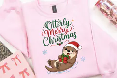 Cute Christmas Otter PNG,Otterly Merry Christmas Sublimation Product Image 3