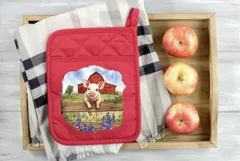 Watercolor Baby Pig Illustration, Watercolor Farm House PNG Product Image 4