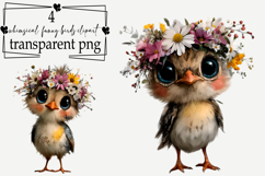 Whimsical Funny Birds Clipart Watercolor PNG Product Image 1
