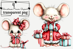 Whimsical Christmas Mouse Clipart Watercolor PNG Product Image 1