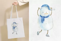 Watercolor Christmas snowman clipart, baby design sticker Product Image 5