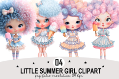 Little-Summer Girl Clipart Watercolor PNG Product Image 1