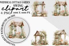 Whimsical Cottage Garden Swing Clipart Png Product Image 1