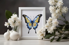 Butterfly Blue Yellow Watercolor Sublimation Product Image 4