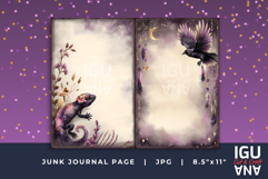 Mystic Nocturne Junk Journal Pages. 5 Fantasy Animal Spreads Product Image 4