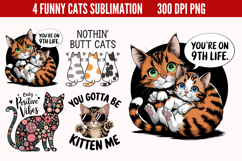 Funny Cats Sublimation Quotes Bundle PNG Product Image 5