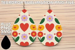 Playful Teardrop Earrings Art PNG, Valentine's Pattern Product Image 1