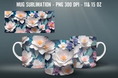 3D Flowers Mug Sublimation PNG Mug Wrap Product Image 4