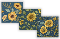Vintage Sunflower Seamless Pattern Bundle, Watercolor Product Image 4