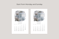 2026 calendar for desk display with tranquil lake and design, 4x6 inch printable file ready for home printing or photo lab services