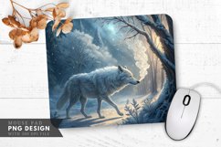 Frosty Wolf in Crystal Forest Mouse Pad PNG Design Product Image 1