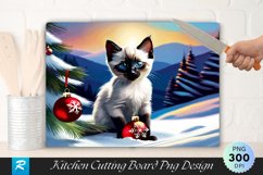 Kitten Play on a Snowy Christmas Cutting Board Sublimation Product Image 1
