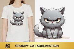 Sarcastic light gray Funny Grumpy Cat, Cat sublimation Product Image 1