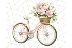Bicycle with Flowers PNG, Pastel Spring Floral Bike Clipart Product Image 4