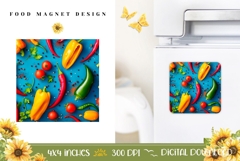Spicy Pepper Magnet Design, Chili Peppers Magnet Template Product Image 1