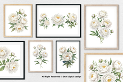15 Bundle Watercolor White Peony Flower Ivory Wedding Product Image 4