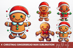 Christmas Gingerbread Man Sublimation Clipart Product Image 1