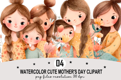 Watercolor Cute Mother's Day Clipart Watercolor png Product Image 1