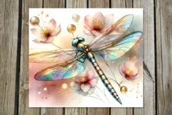 Dragonfly | 4 watercolor skinny tumbler Sublimation designs Product Image 4