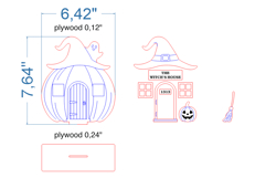 Pumpkin Witch House SVG laser cut files for Glowforge Product Image 4