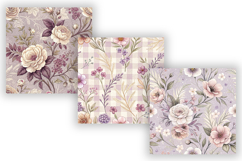 Lavender Toile Digital Paper Pack, Vintage Floral Toile Product Image 4