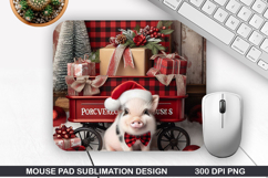 Pig Mouse Pad Sublimation, Christmas Mouse Pad PNG Product Image 1