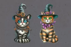 Watercolor Halloween Spooky Cat PNG sublimation Product Image 5
