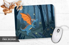Nighttime Adventure Tiny Blue Dragon Mouse Pad PNG Design Product Image 1