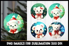 White Polar Bear Christmas Round Ornament Sublimation Product Image 1