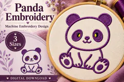 Cute Panda Outline Embroidery Design Product Image 1
