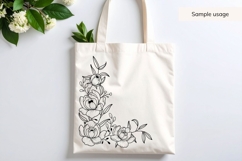 Hand Drawn Peonies Corner Border SVG Product Image 4