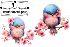 Whimsical Spring Bird Clipart Watercolor PNG Product Image 1