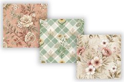 Dusty Toile Digital Paper Pack, Vintage Floral Toile Product Image 4