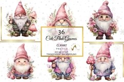 Watercolor Baby Pink Christmas Gnomes Clipart Set Product Image 6