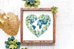 Watercolor Earth Day Clipart, Planet Earth Clipart Product Image 4