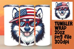 American Flag Dog Tumbler Wrap Sublimation Product Image 1