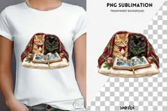 Christmas bookish cat png design for T-shirts Product Image 4