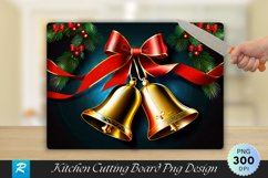 Holiday Bells and Ribbon Engraved Cutting Board PNG Design Product Image 1