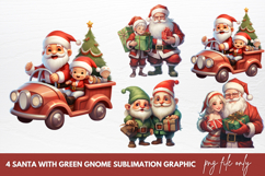 Santa With Green Gnome Sublimation Clipart Product Image 1
