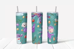 Winter cute Girl Skinny tumbler wrap design Product Image 5