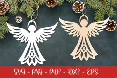 Christmas Angel laser SVG PNG| Christmas ornament Product Image 1