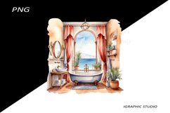 Mediterranean Bathroom Clipart, Shabby Chic, Product Image 1