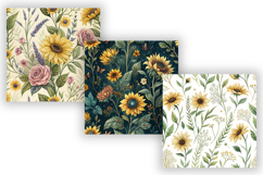 Sunflower Cottage Garden Digital Paper, Seamless Watercolor Product Image 4