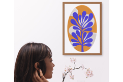 Modern Blue Leaf Abstract Oval Embroidery Design Product Image 4