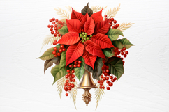 Vintage Floral Christmas Clipart PNG Product Image 4