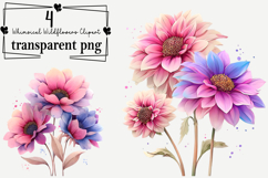 Whimsical Wildflowers Clipart Watercolor PNG Product Image 1