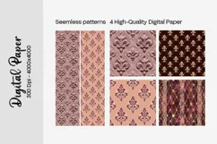Burgundy Digital Papers | Floral Digital paper Product Image 1