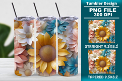 3D floral tumbler wrap design Product Image 1