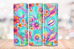 Neon Coastal Beach 20 OZ Skinny Tumbler Wrap Sublimation PNG Product Image 4